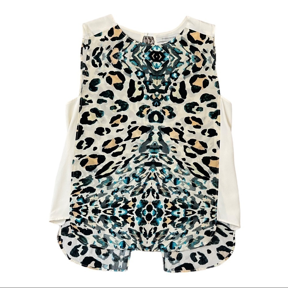BROCHURE WALKER ANIMAL PRINT SLEEVELESS SILK TOP